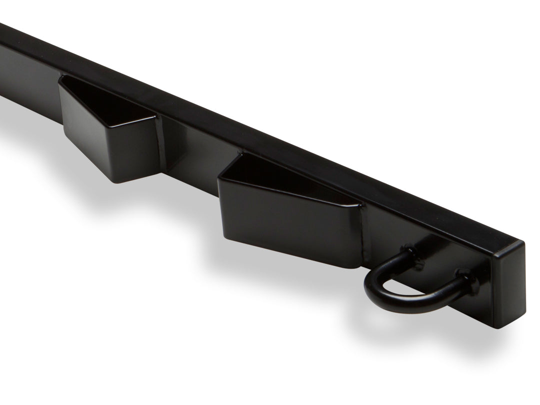 Studio image showing details of the Bed Buddy tie down loop and angled wheel slot.
