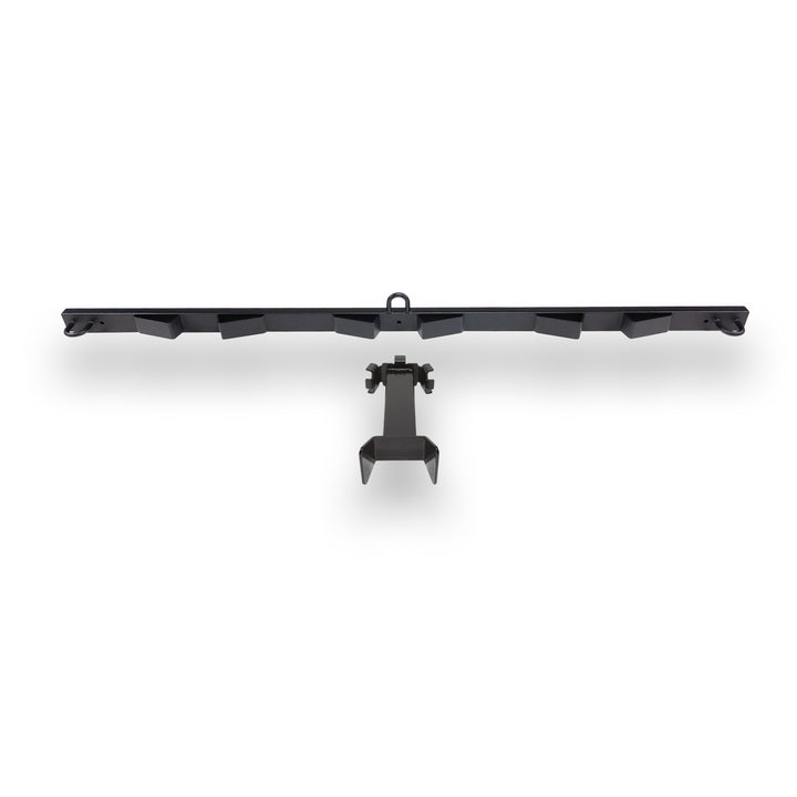 The Bed Buddy Moto Rack and Offset Wheel Chock photographed on a white background