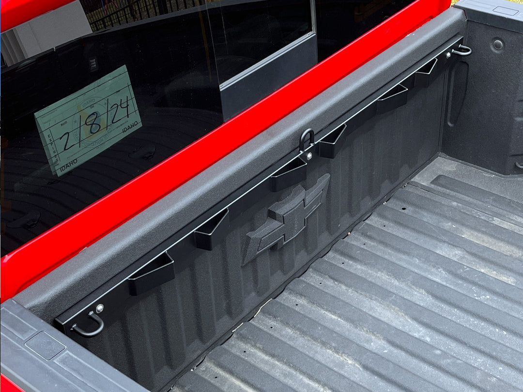 The CCR Sport Bed Buddy shown with a clean installation the bed of a Chevy Silverado truck.