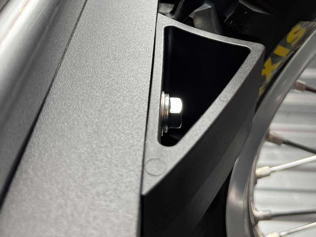Detailed close-up of Moto Vise motorcycle chock.