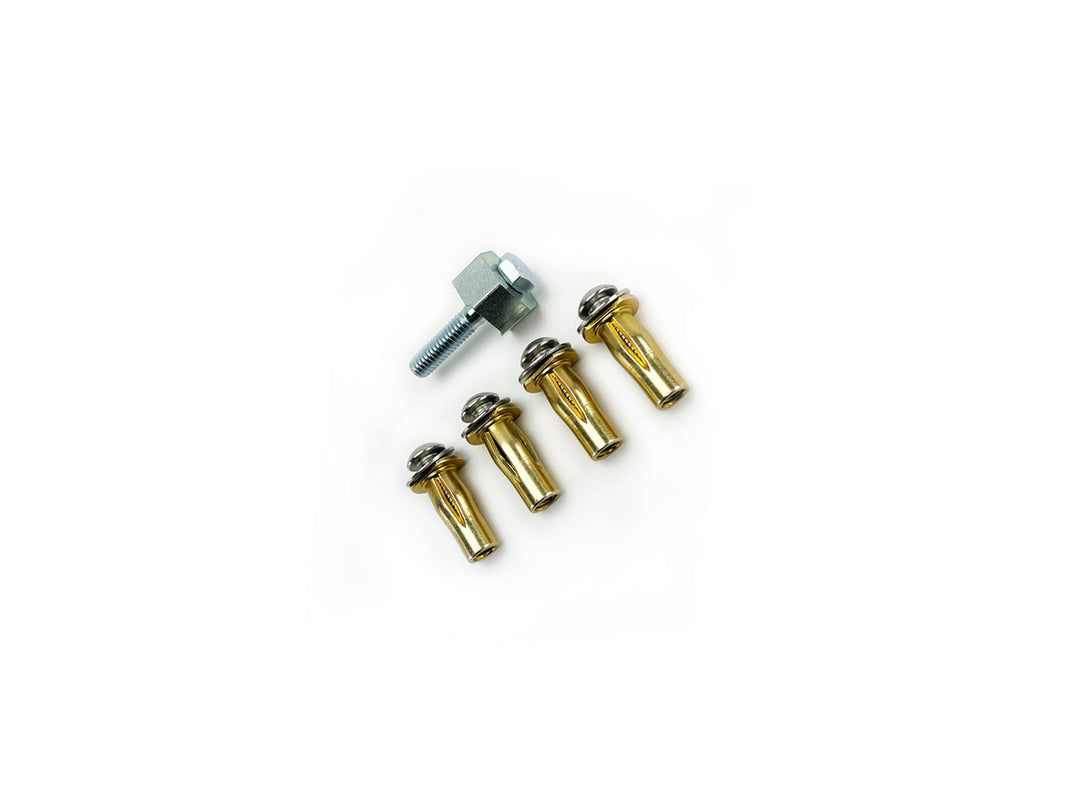 Hybrid installation hardware kit featuring gold blind fasteners.
