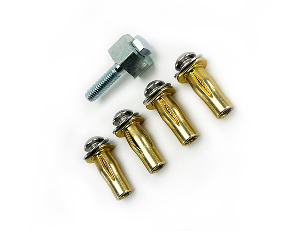 Detailed image of installation hardware with gold blind fasteners.