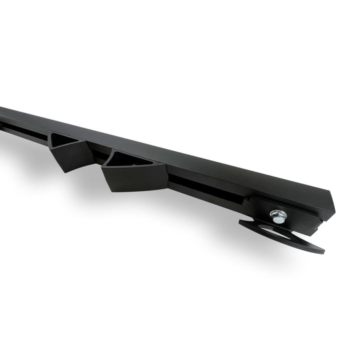 Detailed view of Hybrid Moto Rack 1 Bike Moto Vise wheel chock and tie-down anchor.