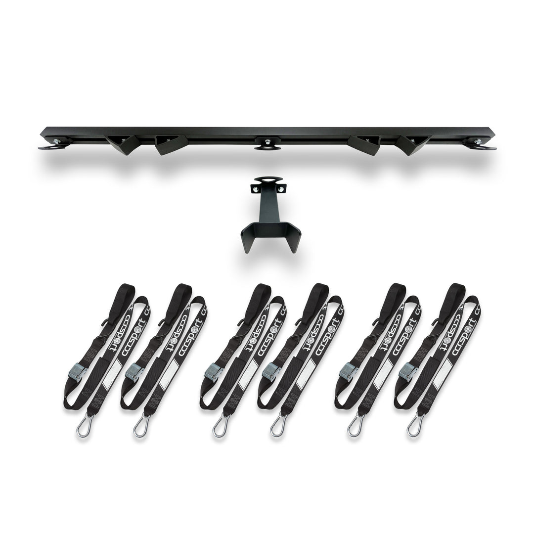 A studio image of the complete CCR Sport Hybrid Moto Rack 3 Bike Pro Pack.