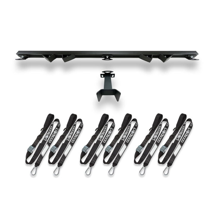 A studio image of the complete CCR Sport Hybrid Moto Rack 3 Bike Pro Pack.