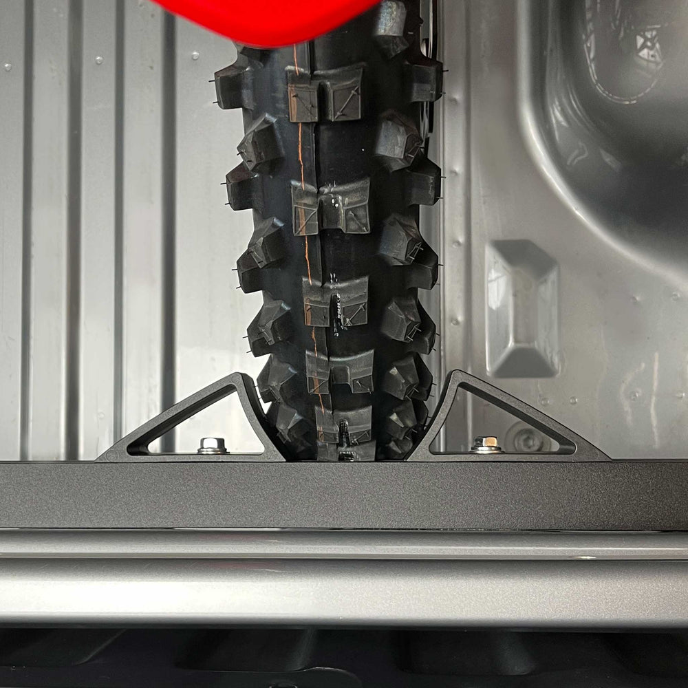 Top view of Hybrid Micro Moto Rack with textured black powder coat finish