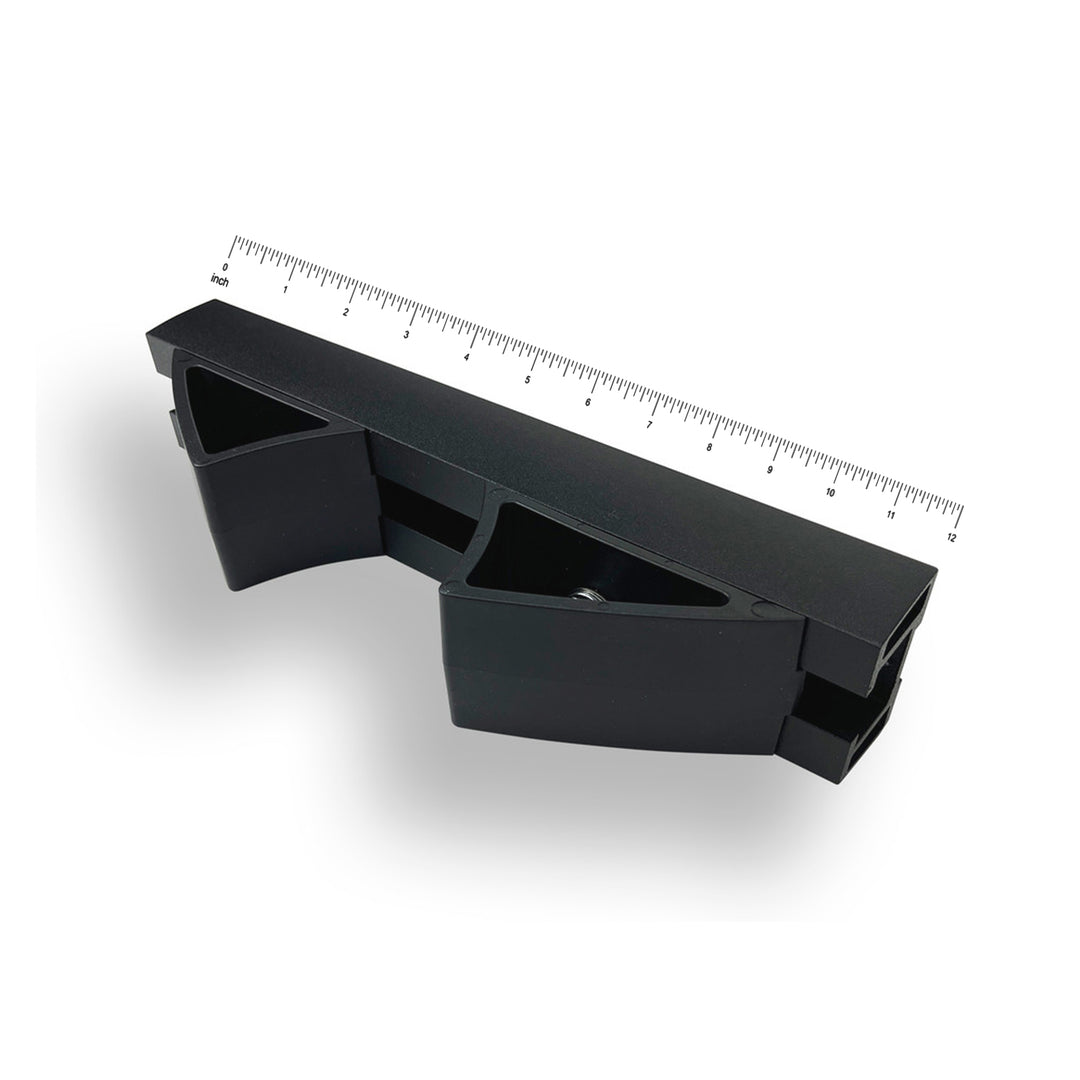 Hybrid Micro with Moto Vise wheel chock and 12 inch ruler showing the length of the track.