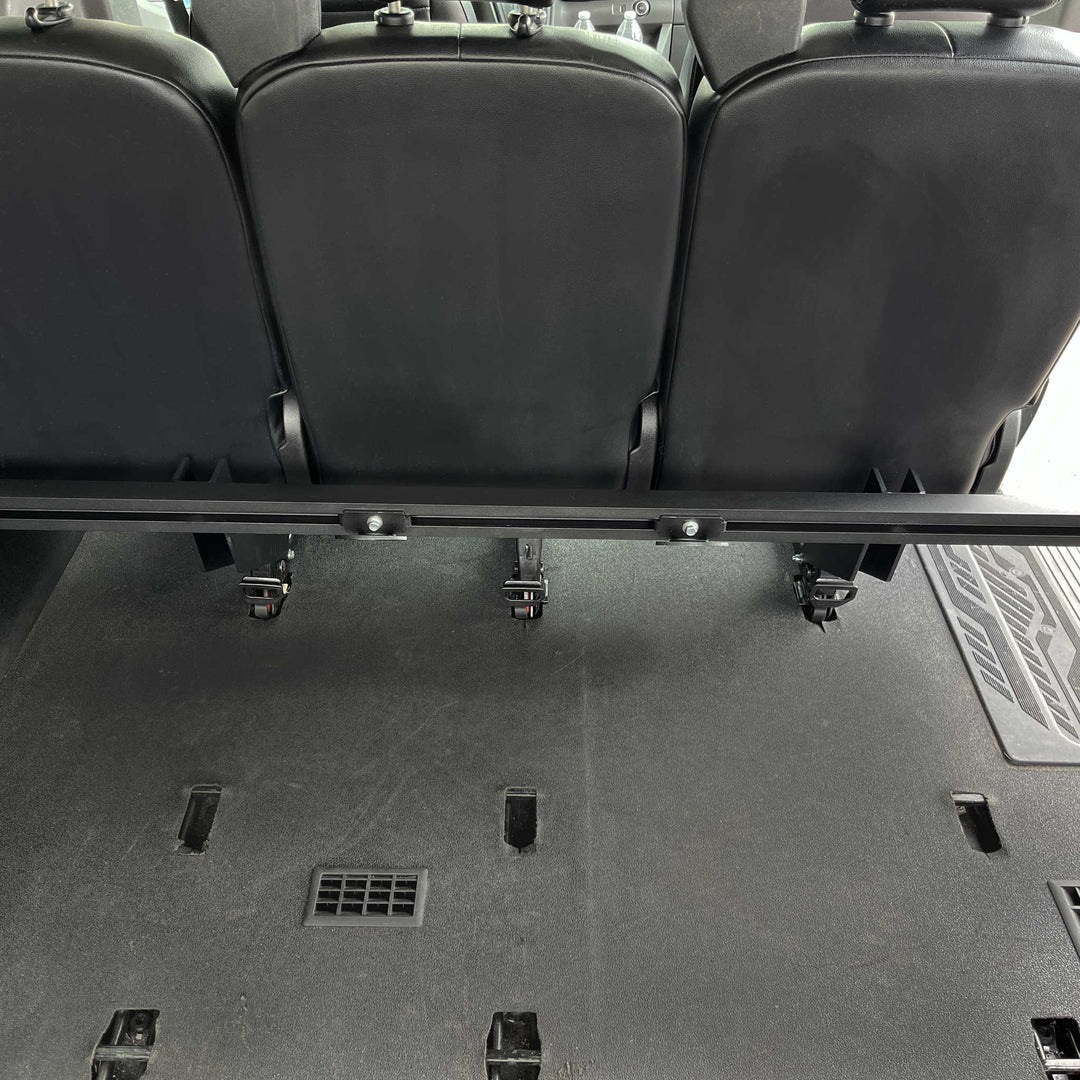 Horizontal view of the Hybrid Van Basic Rack installed.