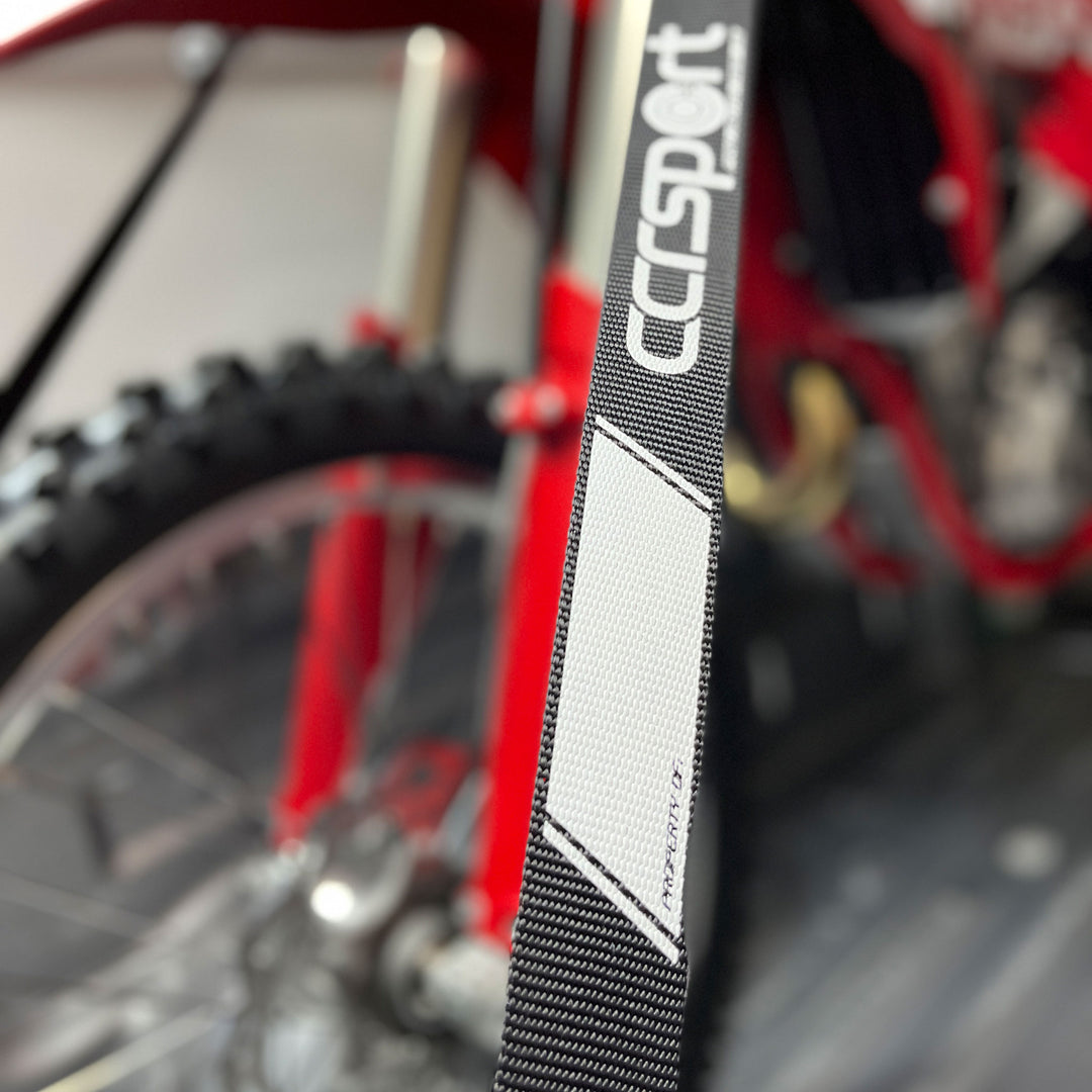 Close-up view of the 1.5 inch nylon strap featuring name i.d. patch.