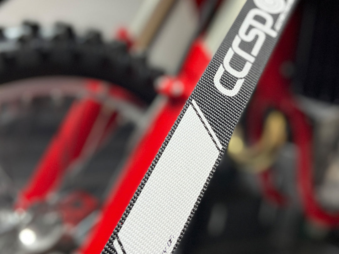 Close-up beauty shot of tie down strap webbing.